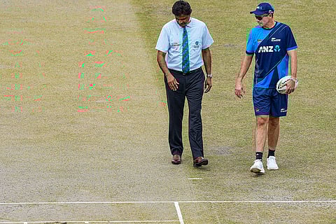Afghanistan Vs New Zealand Test: New Zealand captain Tim Southee with match referee Javagal Srinath inspects the pitch